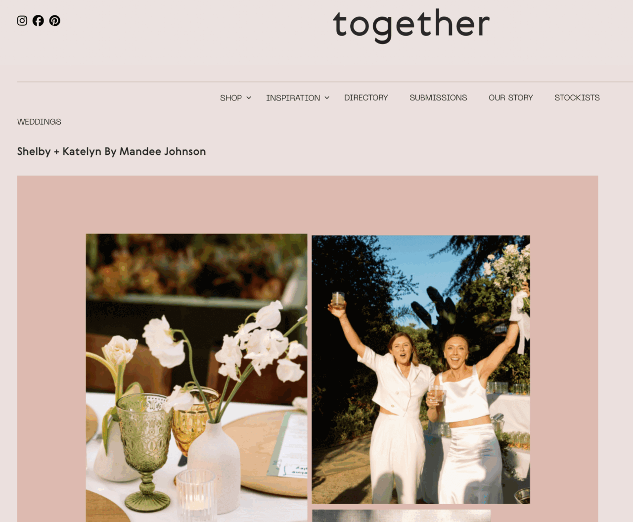 Screenshot of Together Journal story featuring Shelby and Katelyn’s outdoor celebration